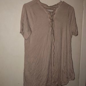 Tie up tan colored shirt
